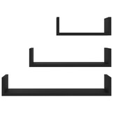 vidaXL Wandschappen 3 st. Bewerkt Hout Zwart - 55% Korting!