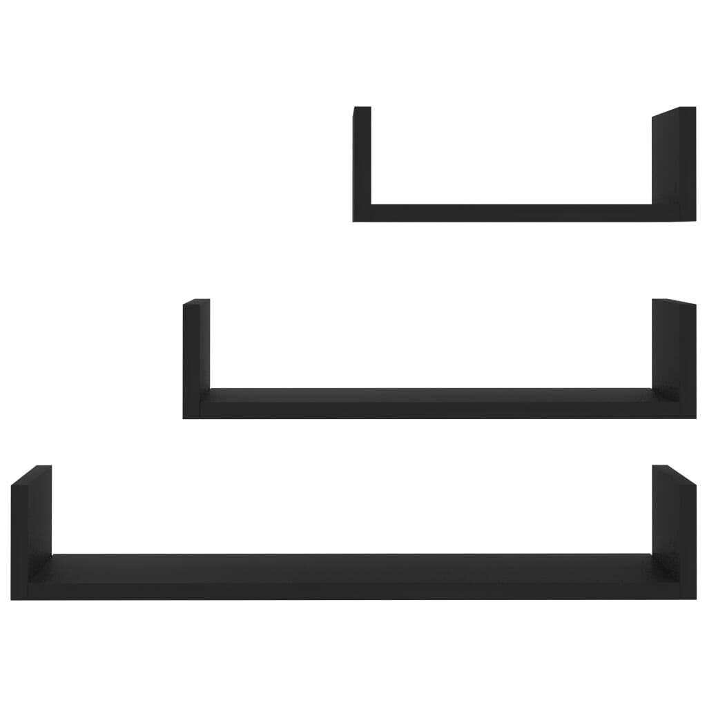 vidaXL Wandschappen 3 st. Bewerkt Hout Zwart - 55% Korting!