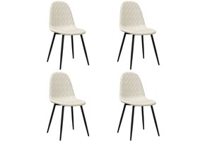4x vidaXL Eetkamerstoelen Fluweel Crèmewit - 40% Korting!