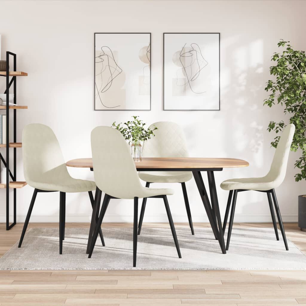 4x vidaXL Eetkamerstoelen Fluweel Crèmewit - 40% Korting!