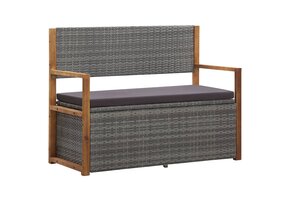 vidaXL Opbergbank Poly Rattan & Acaciahout Grijs - 60% Korting!