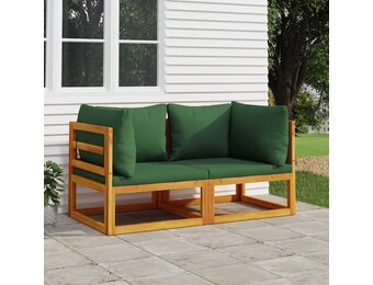 vidaXL Hoekbanken: Acaciahout & Groene Kussens (46% Korting!)