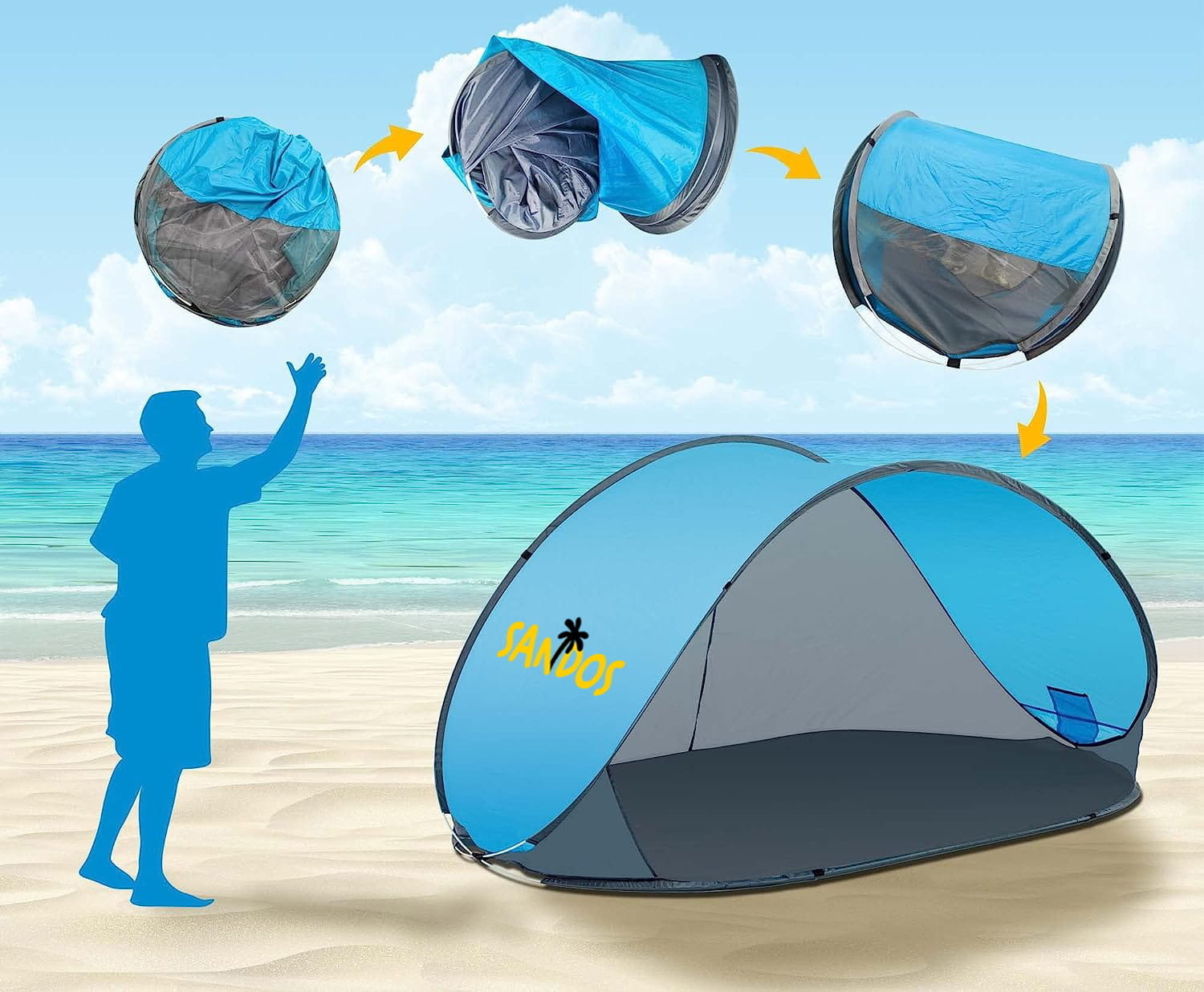 Pop-up strandtent 4 pers. UV50 - 40% Korting!