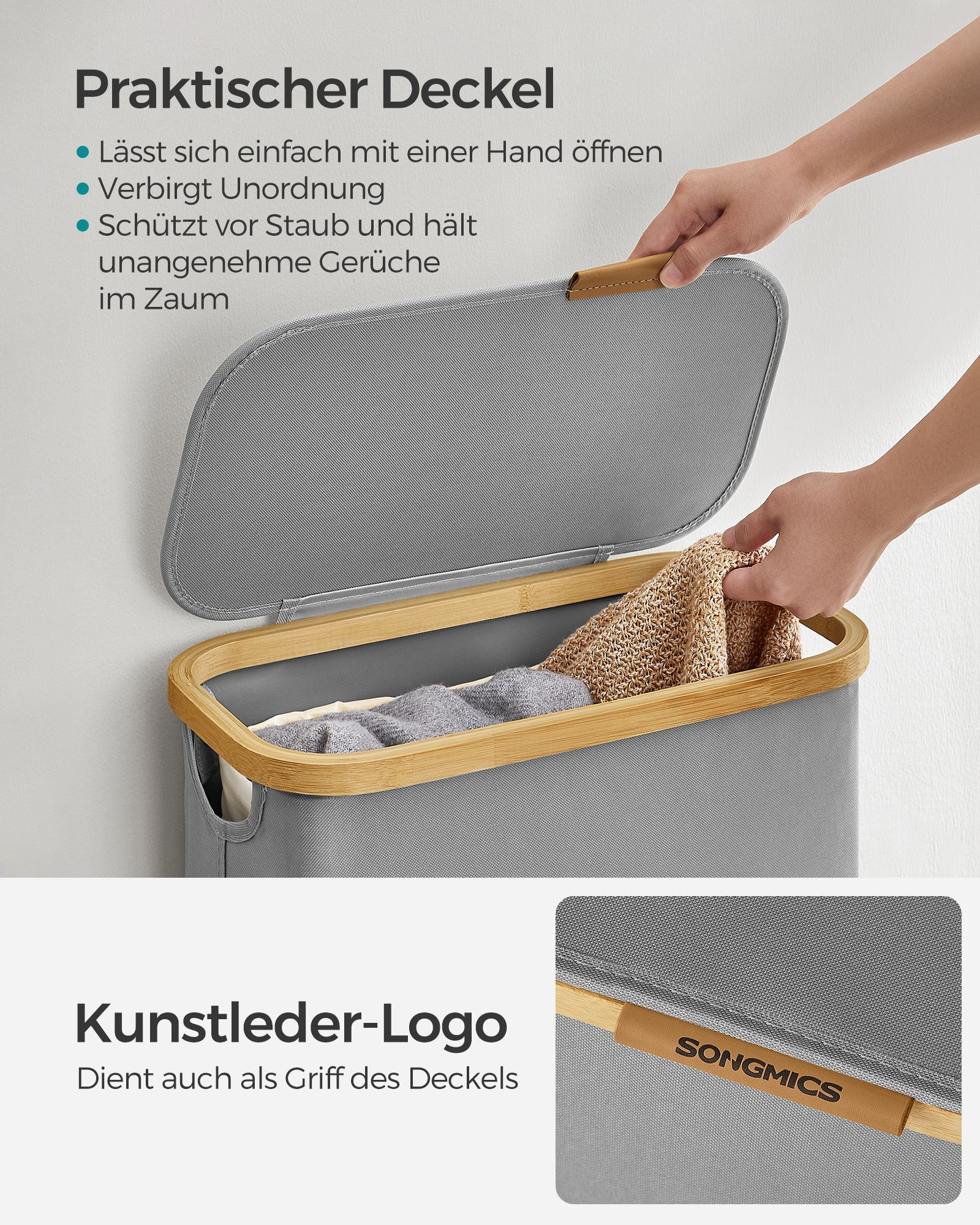 SONGMICS Slimme Was M/Deksel & Liner - 55% Korting