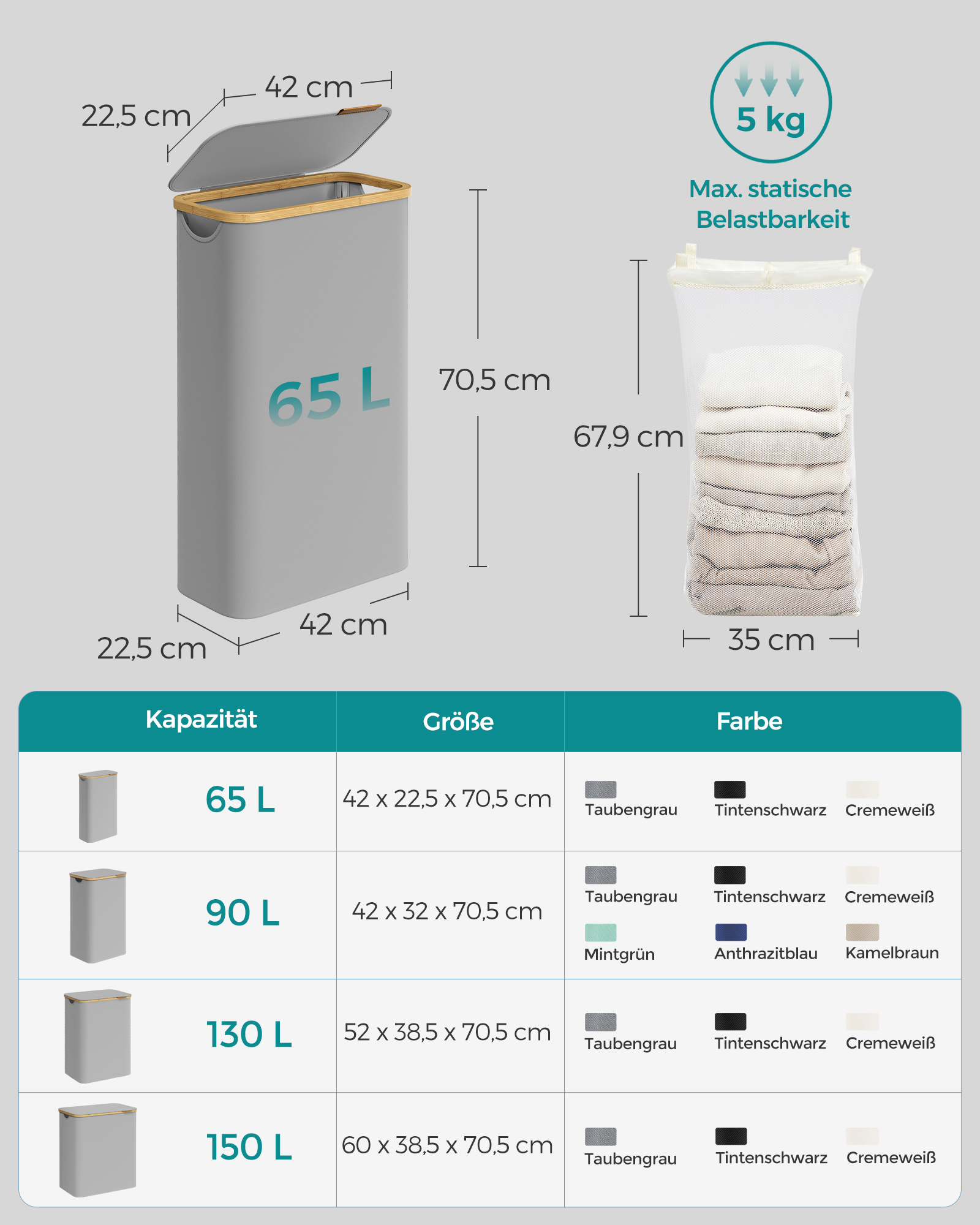 SONGMICS Slimme Was M/Deksel & Liner - 55% Korting