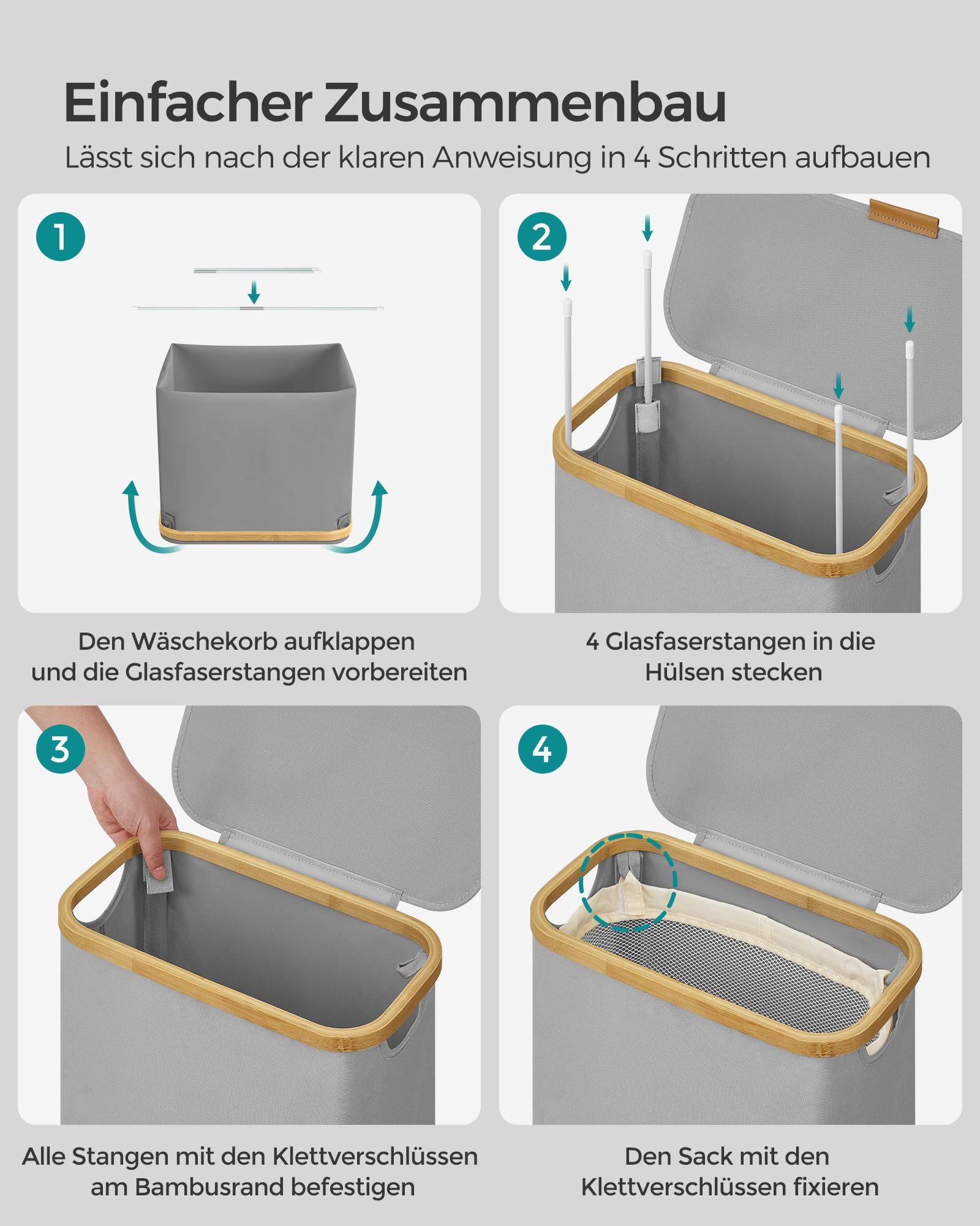 SONGMICS Slimme Was M/Deksel & Liner - 55% Korting