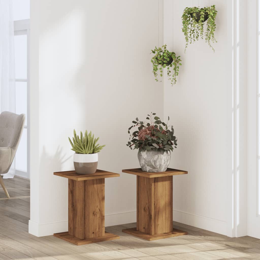vidaXL Plantenstandaards (2 st) met 40% korting - Hout Artisanaal Eiken