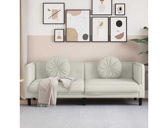 vidaXL 3-zits Bank Crème Fluweel - 40% Korting