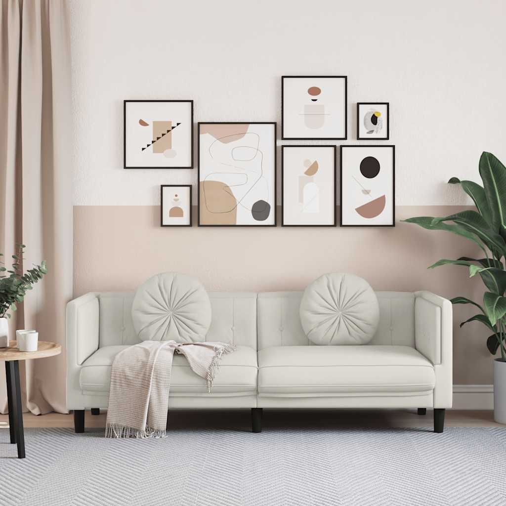 vidaXL 3-zits Bank Crème Fluweel - 40% Korting