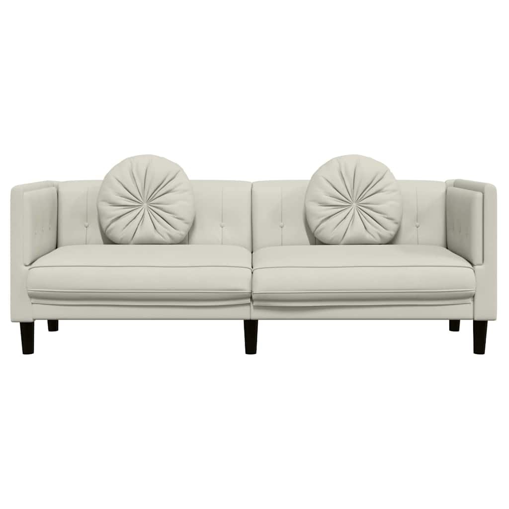 vidaXL 3-zits Bank Crème Fluweel - 40% Korting