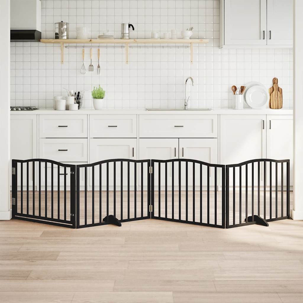 vidaXL Hondenhek 4-Panel 320cm Populierenhout Zwart - 40% Korting