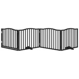 vidaXL Hondenhek 4-Panel 320cm Populierenhout Zwart - 40% Korting