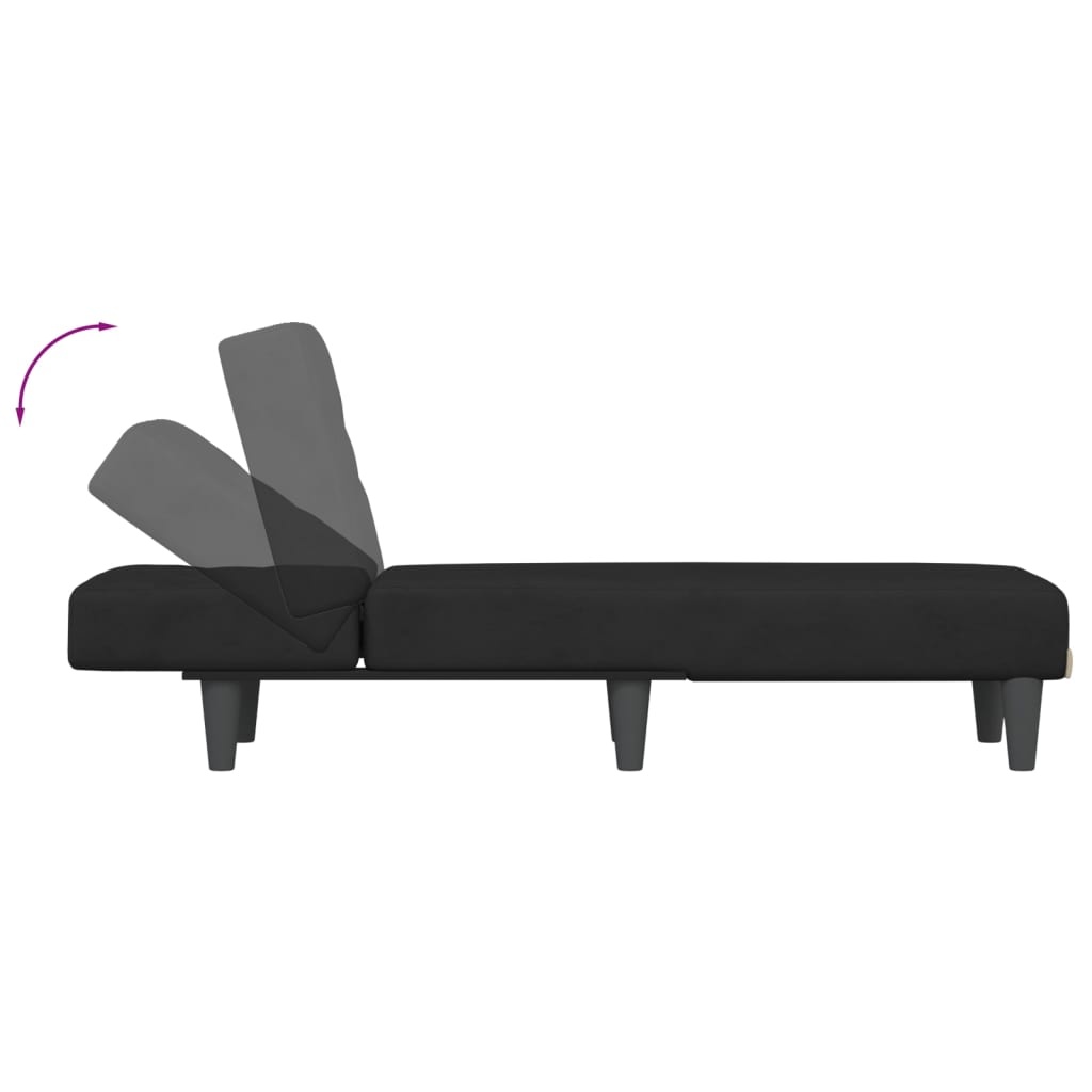 vidaXL Chaise longue fluweel zwart - 40% Korting