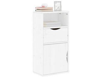 vidaXL Bijzetkast ODDA - 40x24x79 cm - Massief Grenenhout Wit - Nu 55% Korting!