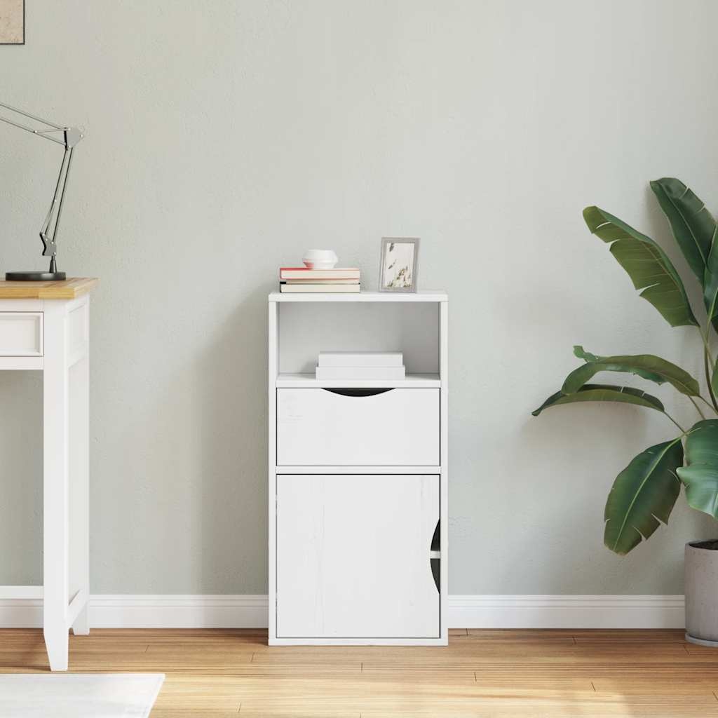 vidaXL Bijzetkast ODDA - 40x24x79 cm - Massief Grenenhout Wit - Nu 55% Korting!