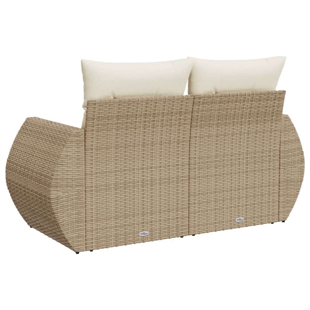 vidaXL Tuinbank 2-zits met kussens (Poly Rattan Beige) - 51% Korting!
