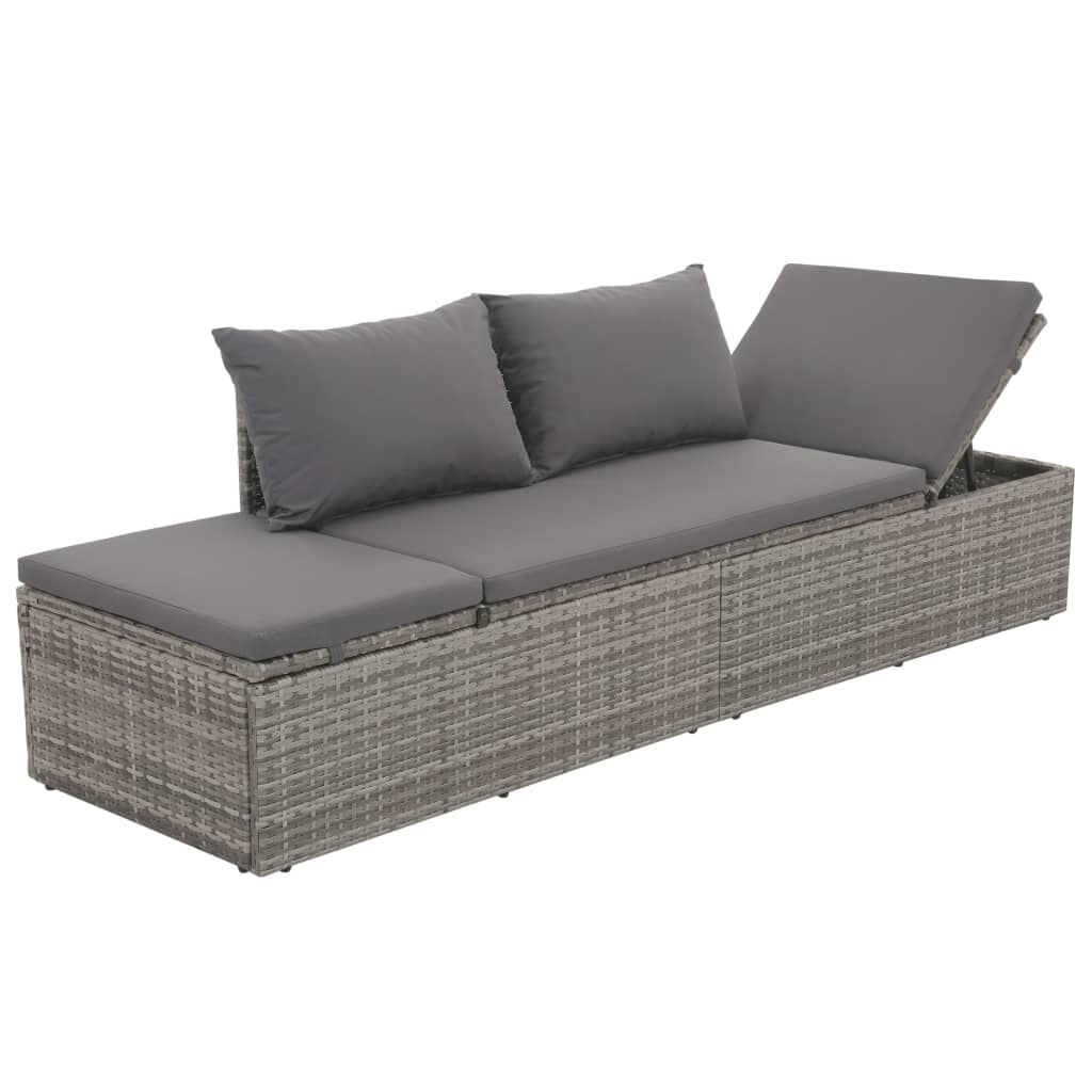 vidaXL Loungebed Poly Rattan Grijs - 47% Korting - Ongebruikt!
