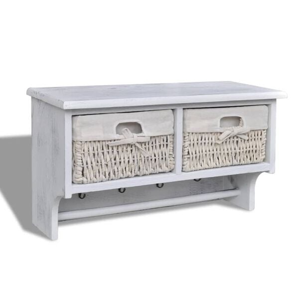 vidaXL Wandschap Paulowniahout Wit - 40% Korting