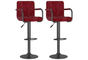 vidaXL Barkrukken (2 st) Fluweel Wijnrood - 60% Korting