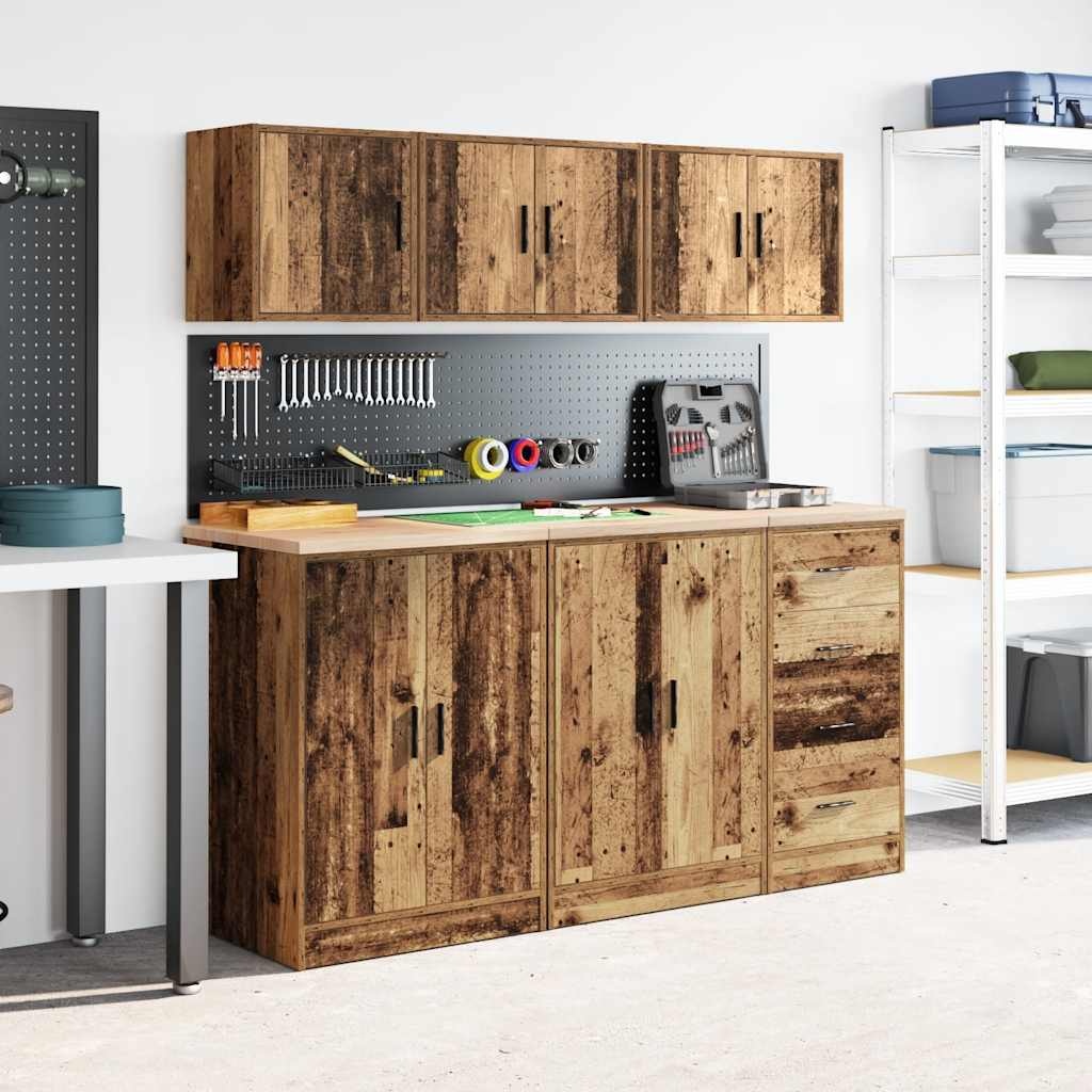 vidaXL Garage Wandkast - 80% Korting - Oud Hout