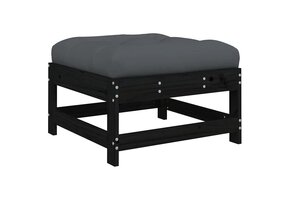 vidaXL Tuinvoetenbank Grenenhout Zwart & Kussen - 64% Korting