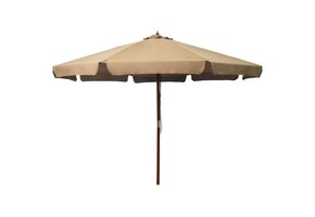 vidaXL Parasol met houten paal 330 cm taupe