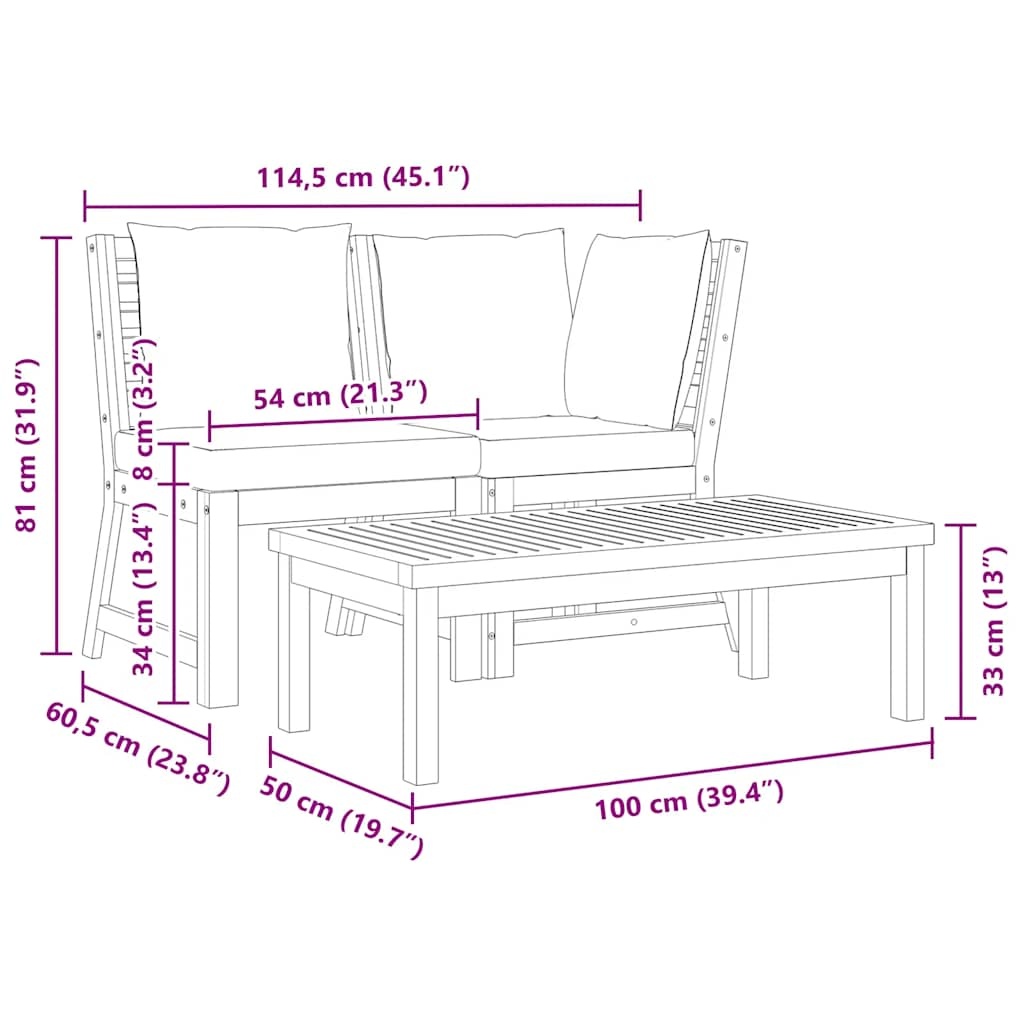 vidaXL Loungeset Acaciahout (46% korting!) - Vintage Tuinmeubel