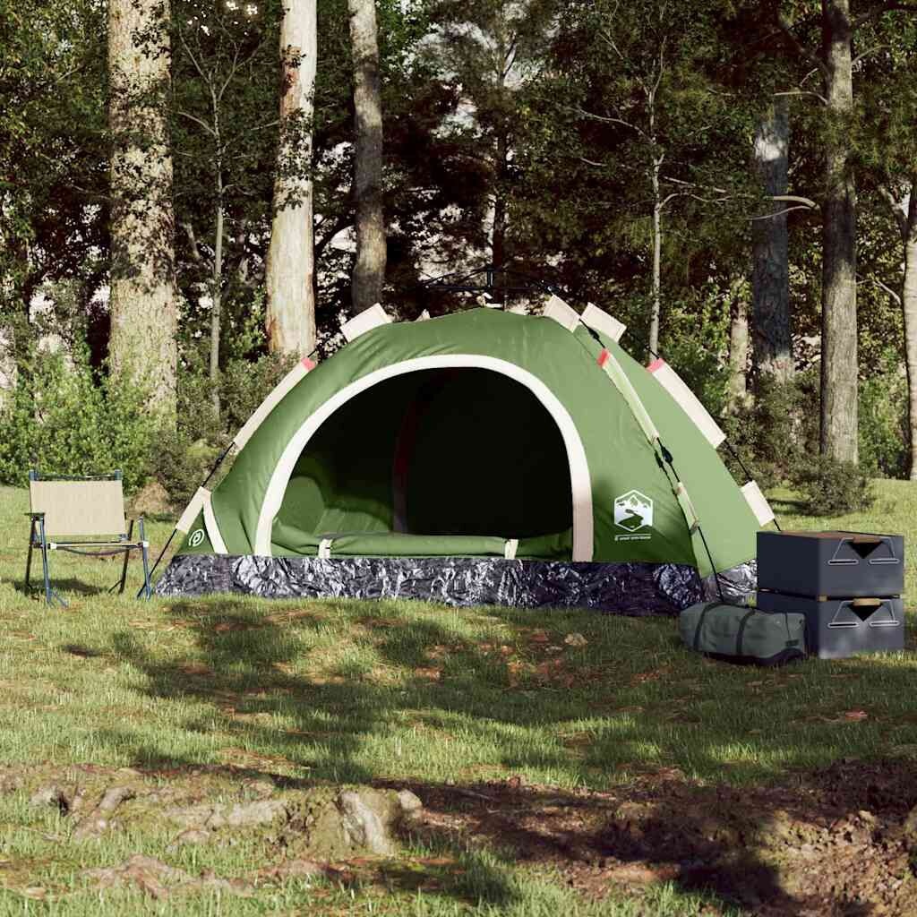 vidaXL 4-persoons snelontgrendeling Tent (Groen) - 35% Korting!