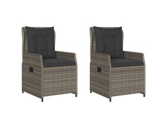 vidaXL Tuinstoelen 2 st verstelbaar poly rattan grijs - 64% Korting!