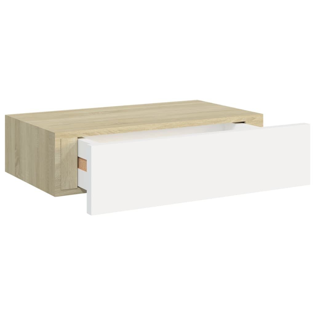 vidaXL Wandschappen met lade - 2 stuks - MDF Eiken/Wit - 42% Korting!