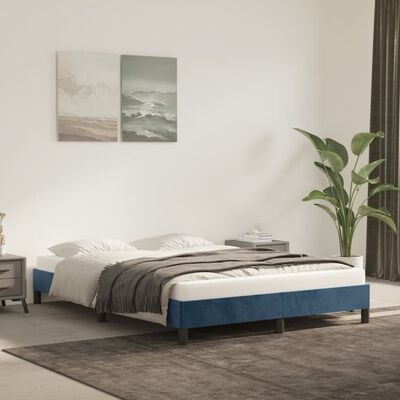 vidaXL Bedframe Fluweel Donkerblauw 140x200 cm - 55% Korting!