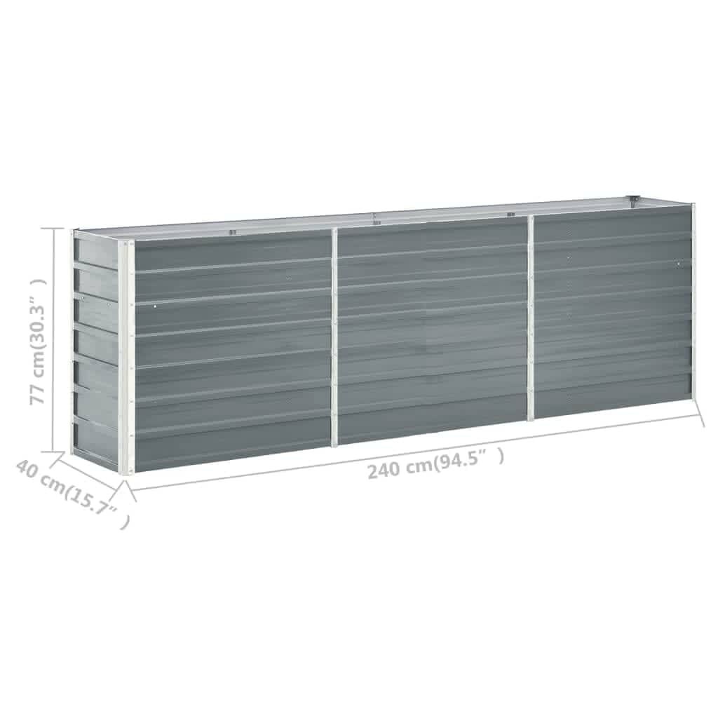 vidaXL Verhoogde Plantenbak 240x40x77 cm Staal Grijs - 55% Korting!