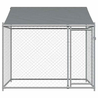 vidaXL Hondenhok met dak - 2x2x2m Staal - Grijs - 31% Korting!