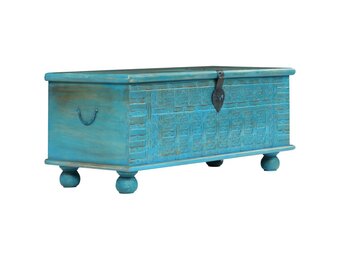 vidaXL Opbergkist Massief Mangohout Blauw - 65% Korting!