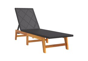 vidaXL Ligbed Poly Rattan & Acaciahout Zwart/Bruin - 41% Korting!