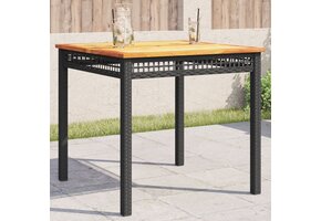 vidaXL Tuintafel 80x80x75 cm - Poly rattan & acaciahout - Zwart (46% Korting!)