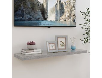 vidaXL Zwevend Wandschap Betongrijs - 90x23,5x3,8cm | 64% Korting!