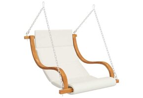 vidaXL Schommelstoel Hout | 59% Korting | Zonder Frame | Crème Kussen