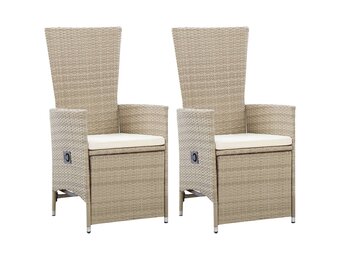vidaXL Tuinstoelen 2x, Poly Rattan, Verstelbaar, Kussens - 59% Korting!