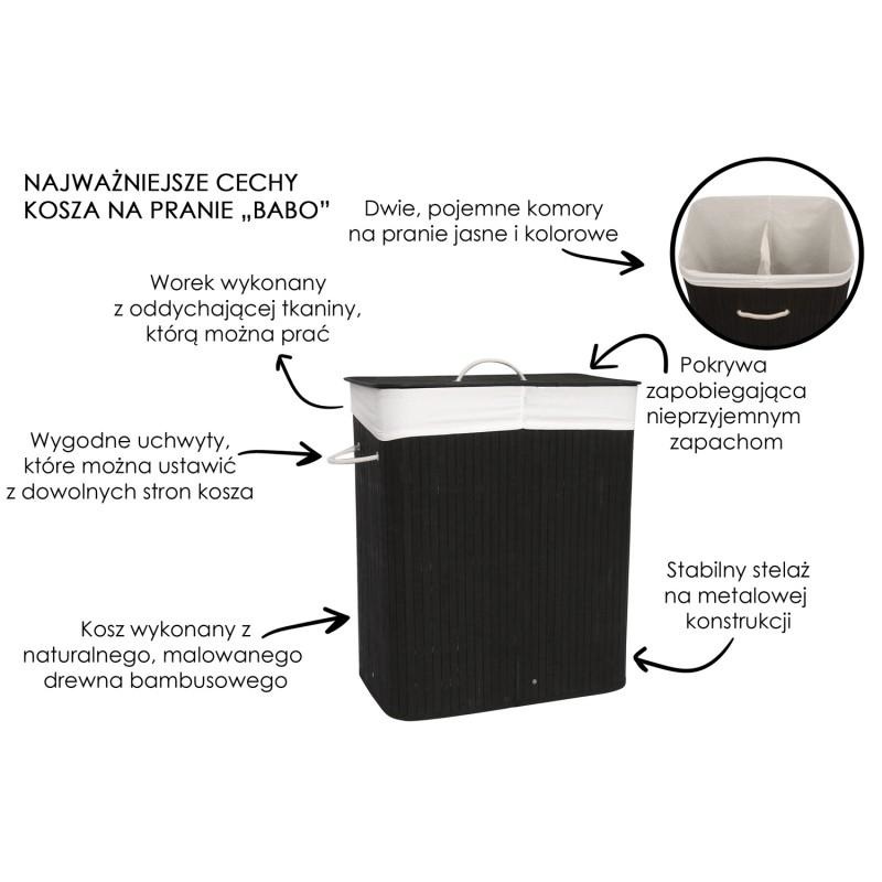 Retourtje Wasmand Bamboe 2 Vaks Zwart - 64% Korting!