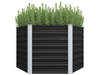 vidaXL Verhoogde Plantenbak 129x129x77cm | Gegalvaniseerd Staal Antraciet | 41% Korting