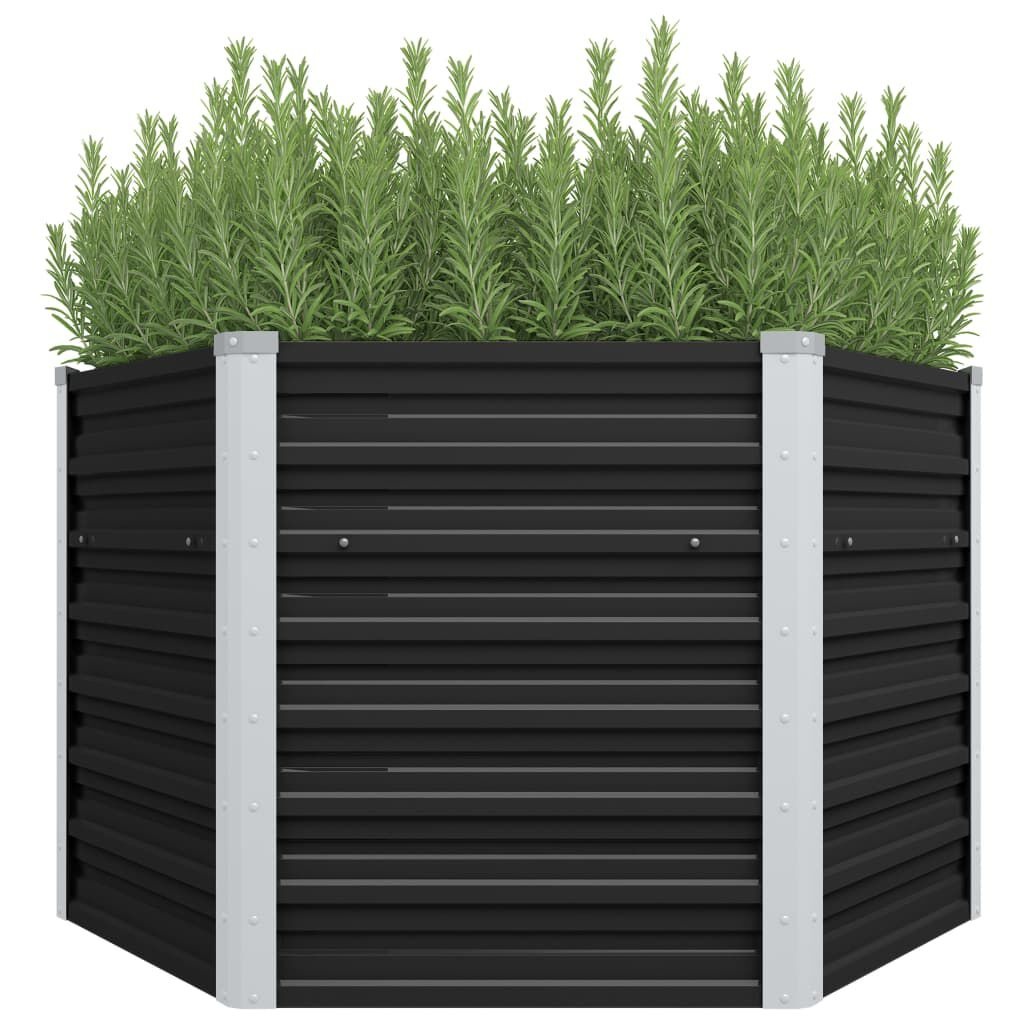 vidaXL Verhoogde Plantenbak 129x129x77cm | Gegalvaniseerd Staal Antraciet | 41% Korting
