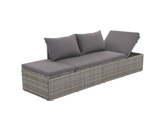 vidaXL Loungebed Poly Rattan Grijs - 64% Korting!