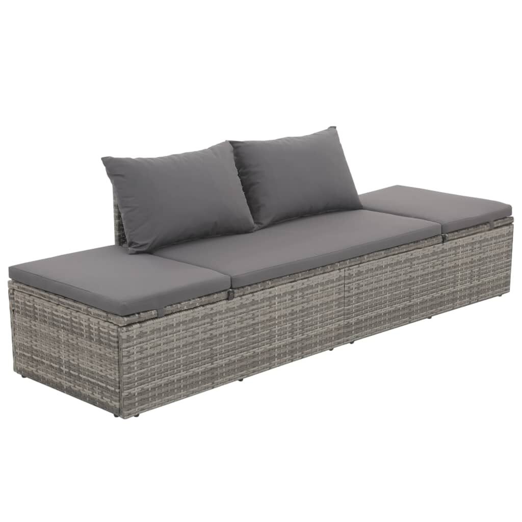 vidaXL Loungebed Poly Rattan Grijs - 64% Korting!