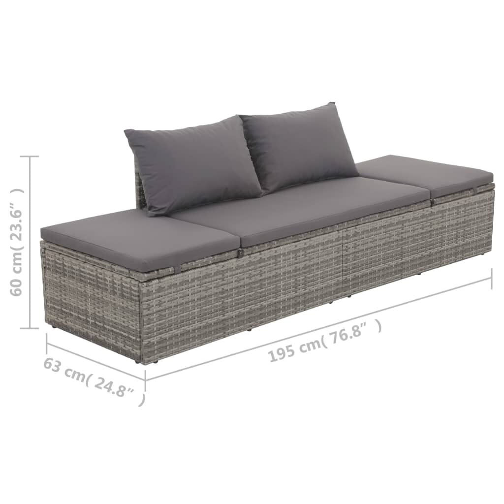 vidaXL Loungebed Poly Rattan Grijs - 64% Korting!