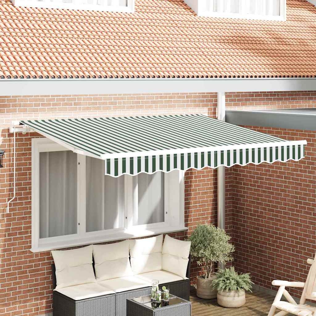 vidaXL Zonnescherm Vervangingsdoek Groen/Wit 350x250 cm - 65% Korting