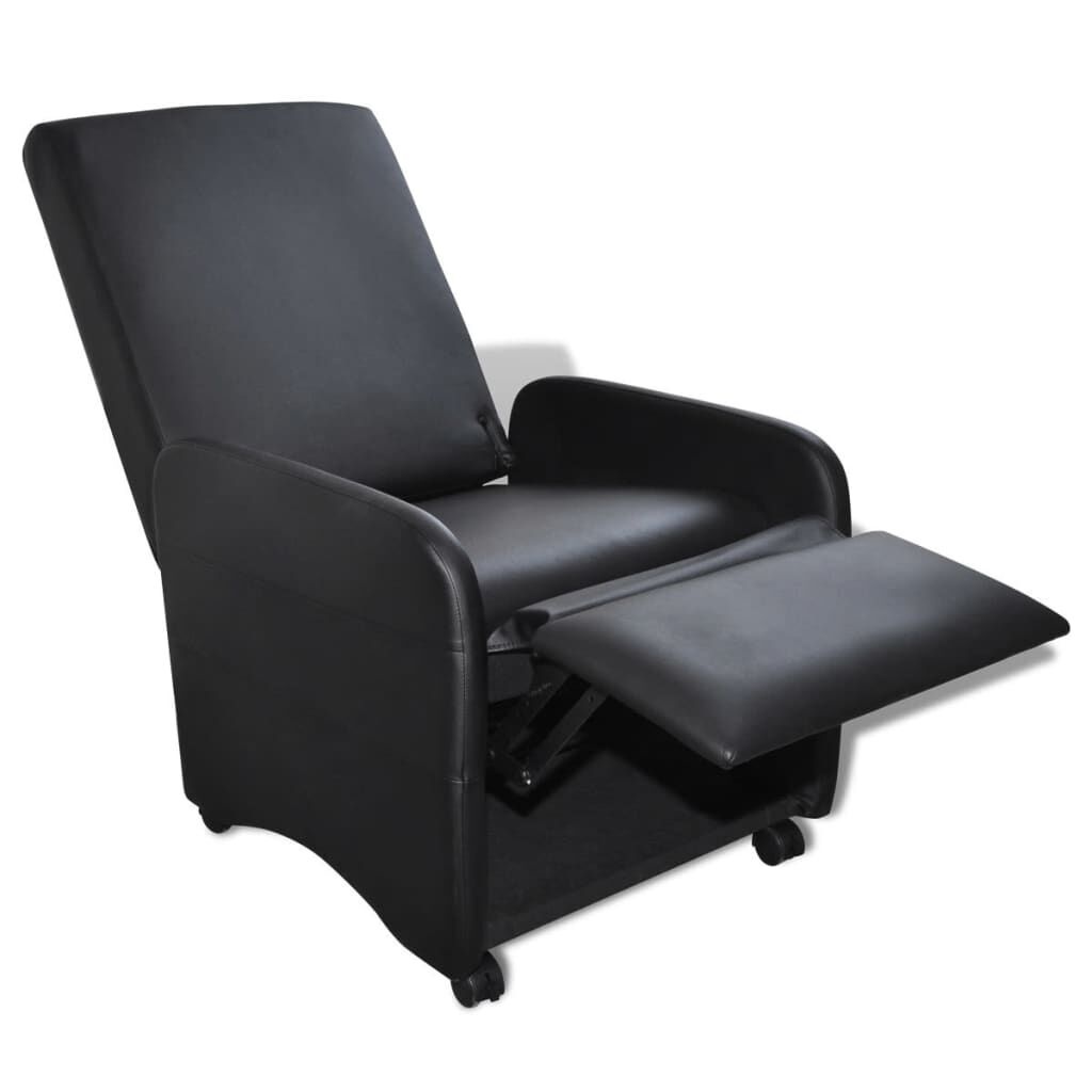 vidaXL Fauteuil Inklapbaar Kunstleer Zwart - 65% Korting!