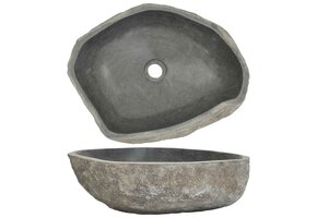 vidaXL Riviersteen Wastafel - Ovaal (45-53)x(34-41) cm - 40% Korting