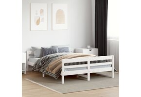 vidaXL Bedframe Grenenhout Wit 140x200cm - 55% Korting!
