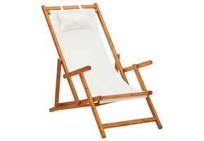 vidaXL Eucalyptushouten Strandstoel Crème - 48% Korting!